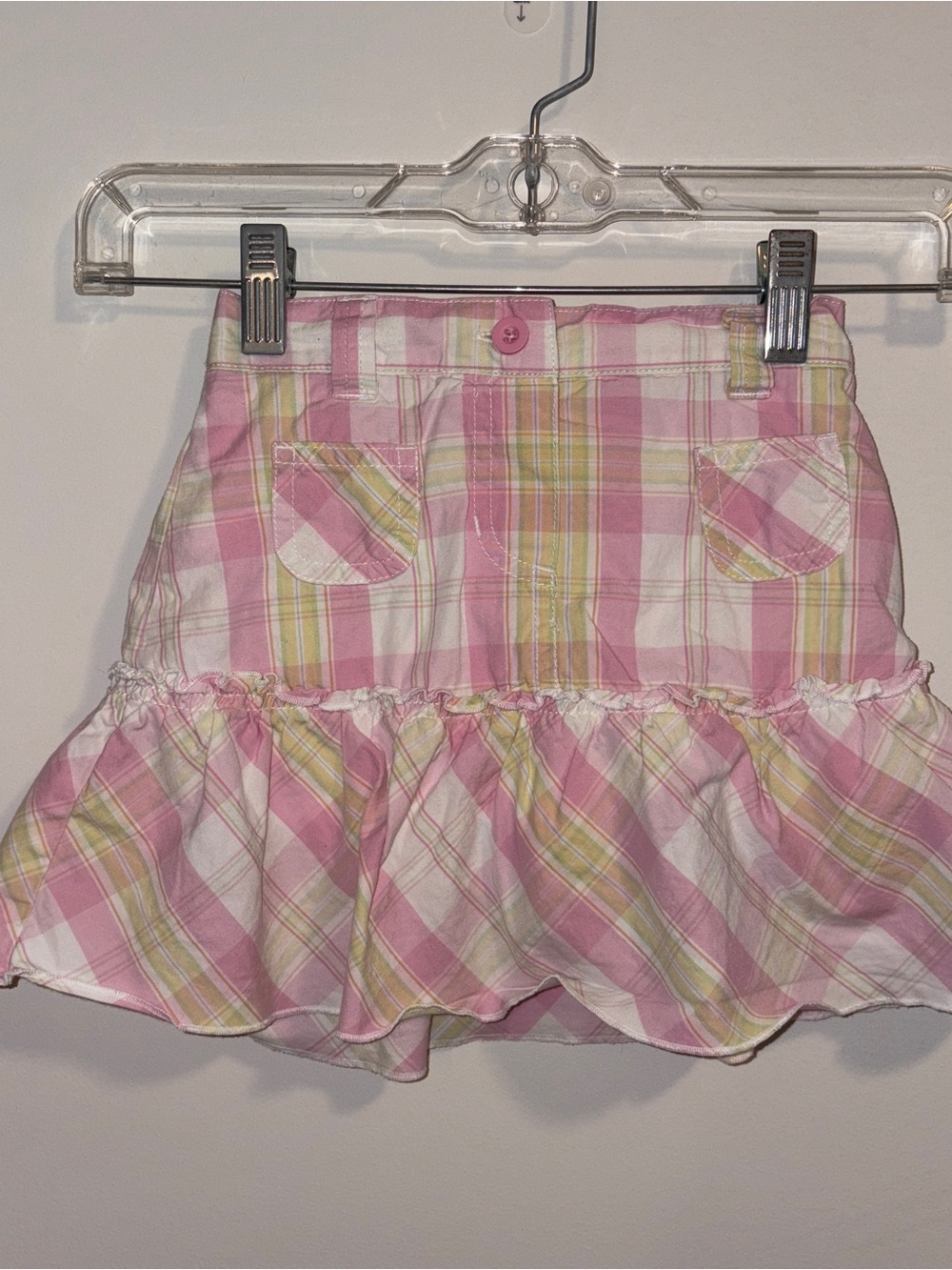 Carter's Pink and Cream Plaid Ruffle Hem Skirt